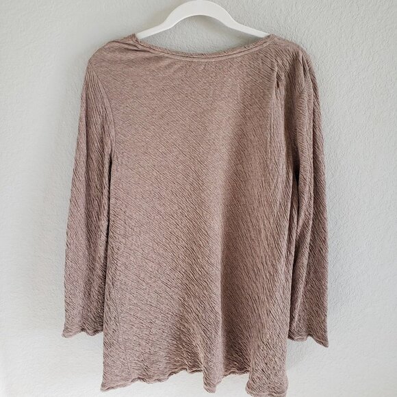 J.Jill PureJill Woman's Size L Wrinkle Look Tunic 100% Cotton Knit Tan Minimal - Picture 2 of 7